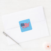 Verenigde Staten Kaart en vlag Rood Wit Blauw Vierkante Sticker (Envelop)