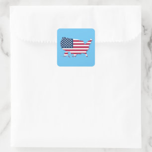 Verenigde Staten Kaart en vlag Rood Wit Blauw Vierkante Sticker