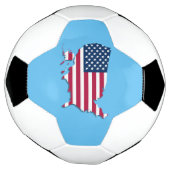 Verenigde Staten Kaart en vlag Rood Wit Blauw Voetbal (Gedraaid)