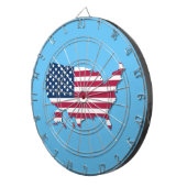 Verenigde Staten Kaart en vlag Rood Wit en Blauw Dartbord (Voorkant Rechts)