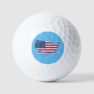 Verenigde Staten Kaart en vlag Rood Wit en Blauw Golfballen