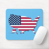 Verenigde Staten Kaart en vlag Rood Wit en Blauw Muismat (Met muis)