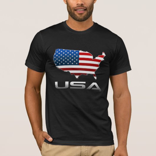 Verenigde Staten: Kaart en vlag T-shirt (Voorkant)