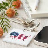 Verenigde Staten Kaart en vlag Wit Rood Blauw Sleutelhanger (Voorkant Rechts)