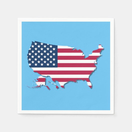 Verenigde Staten Kaart en vlag Wit Rood en Blauw Servet (Voorkant)