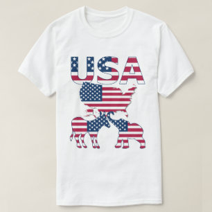 Verenigde Staten Kaart Ezel Olifant op de Vlag Pol T-shirt