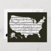 Verenigde Staten Kaart & Muzieknoten (Voorkant / Achterkant)