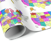 Verenigde Staten Kaart namen en hoofdsteden Cadeaupapier (Rol Hoek)