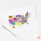 Verenigde Staten Kaart namen en hoofdsteden Rechthoekige Sticker (Envelop)