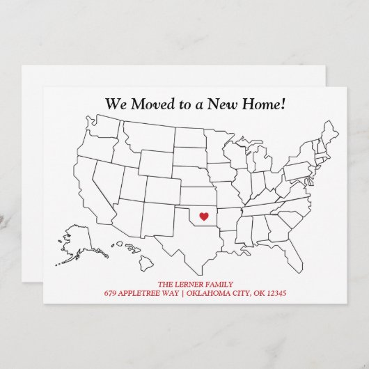 Verenigde Staten Kaart New Home Moving (Voorkant / Achterkant)