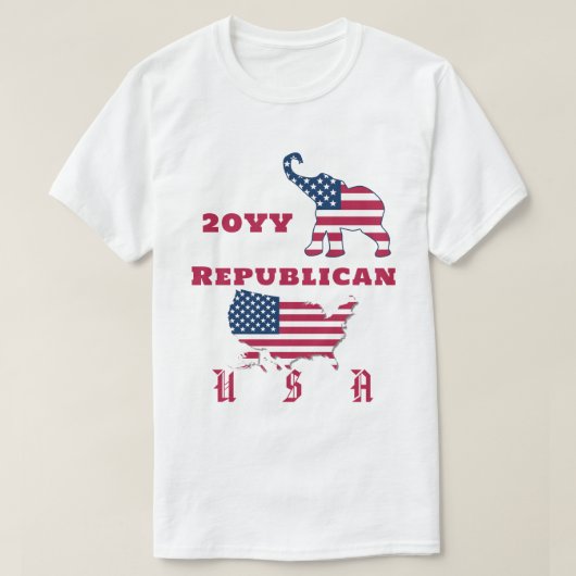 Verenigde Staten kaart Republikeinse Partij olifan T-shirt (Design voorkant)