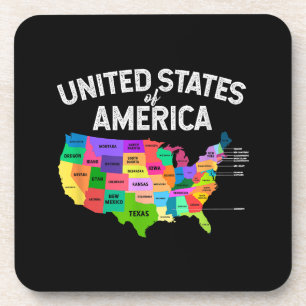 Verenigde Staten Kaart T-shirt US Travel Gift Bier Onderzetter