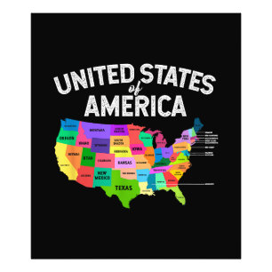 Verenigde Staten Kaart T-shirt US Travel Gift Foto Afdruk