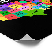 Verenigde Staten Kaart T-shirt US Travel Gift Poster (Hoek)