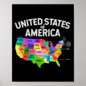 Verenigde Staten Kaart T-shirt US Travel Gift Poster (Voorkant)