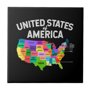 Verenigde Staten Kaart T-shirt US Travel Gift Tegeltje