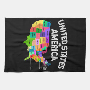 Verenigde Staten Kaart T-shirt US Travel Gift Theedoek