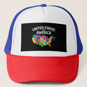 Verenigde Staten Kaart T-shirt US Travel Gift Trucker Pet