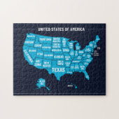 Verenigde Staten Kaart Teal Minimaal Design Legpuzzel (Horizontaal)