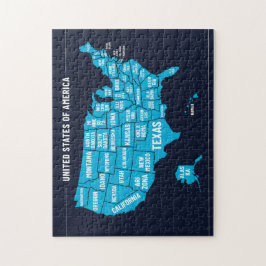 Verenigde Staten Kaart Teal Minimaal Design Legpuzzel