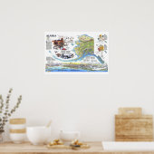 "Verenigde Staten: kaart van 1994 met dieren ... Poster (Keuken)