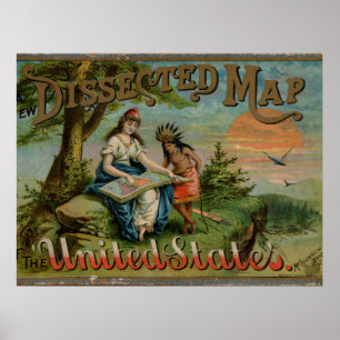 Verenigde Staten Kaart, Vintage  Poster