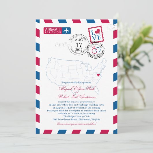 Verenigde Staten Kaart Virginia USA Airmail | Brui (Staand voorkant)