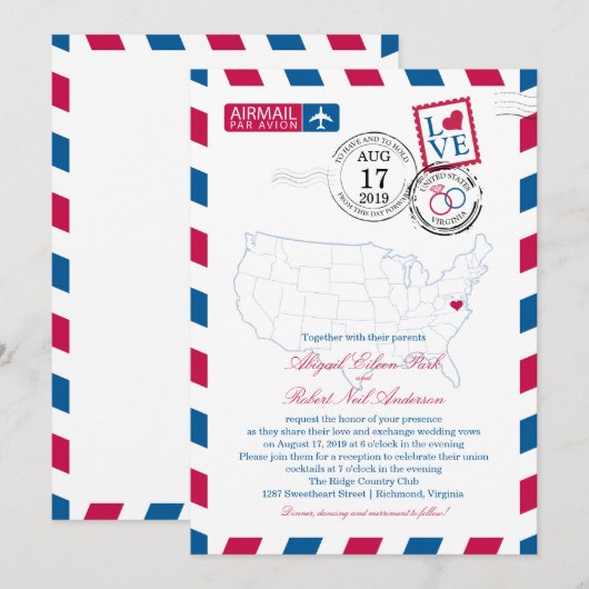 Verenigde Staten Kaart Virginia USA Airmail | Brui (Voorkant / Achterkant)