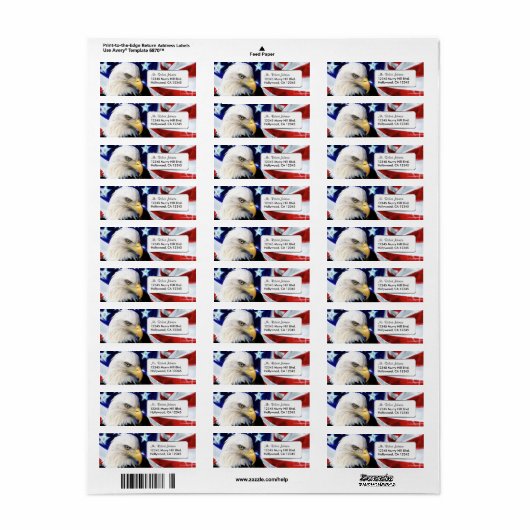 Verenigde Staten Kale Eagle Return Adres Label (Full Sheet)