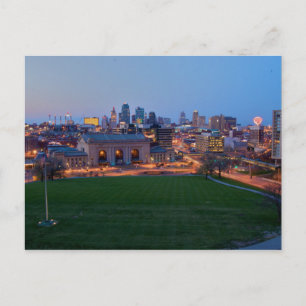 Verenigde Staten - Kansas - City Skyline As Night Briefkaart