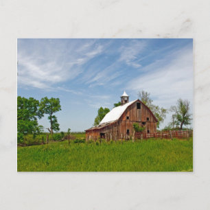 Verenigde Staten, Kansas. Oude Rode Barn Briefkaart