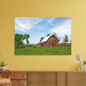 Verenigde Staten, Kansas. Oude Rode Barn Canvas Afdruk (Insitu (Woonkamer))