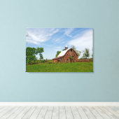 Verenigde Staten, Kansas. Oude Rode Barn Canvas Afdruk (Insitu (Houten vloer))