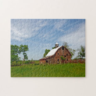 Verenigde Staten, Kansas. Oude Rode Barn Legpuzzel
