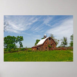 Verenigde Staten, Kansas. Oude Rode Barn Poster