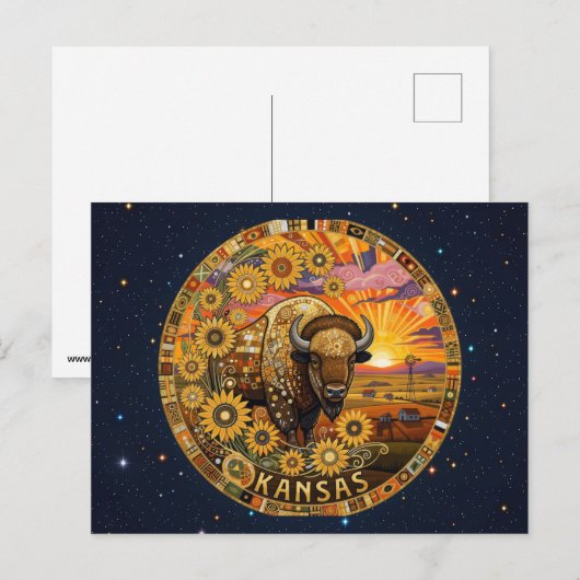 Verenigde Staten Kansas staatssymbolen Briefkaart (Voorkant / Achterkant)