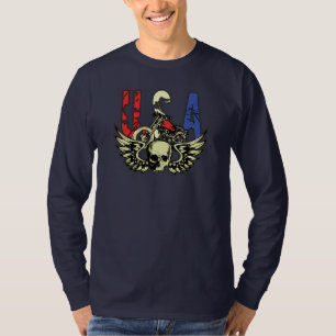 Verenigde Staten Klassieke motorfiets Skull Wings T-shirt