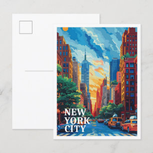 Verenigde Staten  Kunst Reizen Illustratie Briefkaart