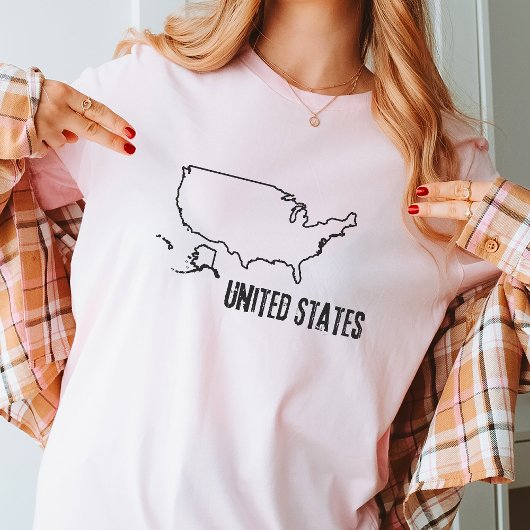Verenigde Staten Landkaart VS Amerika Grensvorm T-shirt