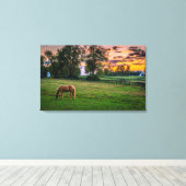 Verenigde Staten, Lexington, Kentucky. Lone Horse  Canvas Afdruk (Insitu (Houten vloer))
