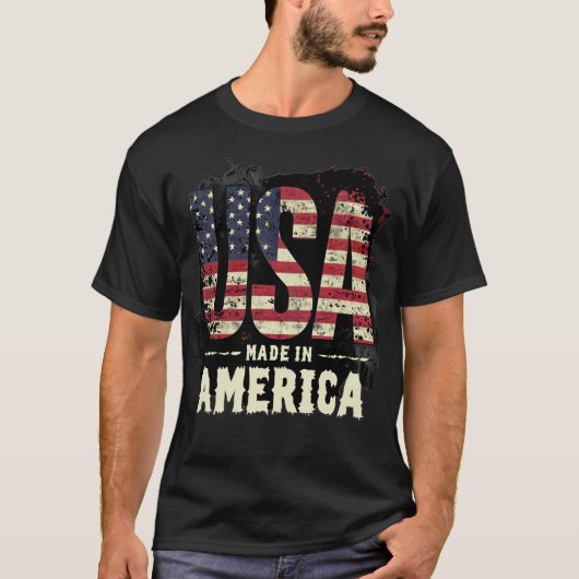  Verenigde Staten Made in America Distressed Graph T-shirt (Voorkant)