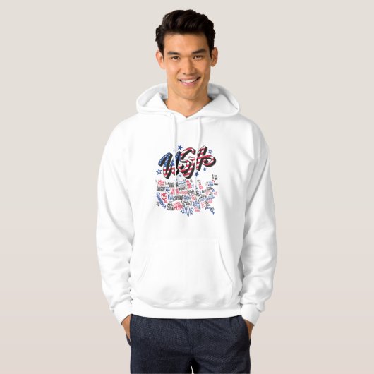 Verenigde Staten Map Verenigde Staten Amerika Hoodie (Voorkant volledig)