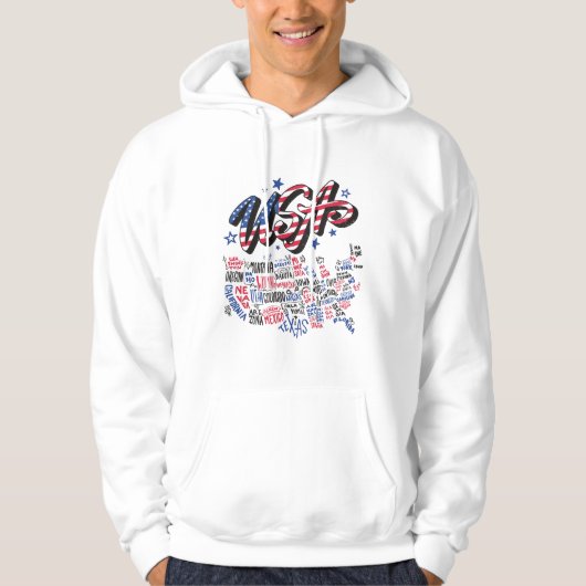 Verenigde Staten Map Verenigde Staten Amerika Hoodie (Voorkant)