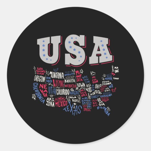 Verenigde Staten Map Verenigde Staten Amerika Ronde Sticker (Voorkant)