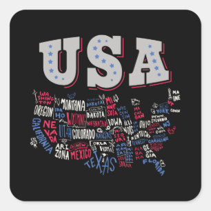 Verenigde Staten Map Verenigde Staten Amerika Vierkante Sticker