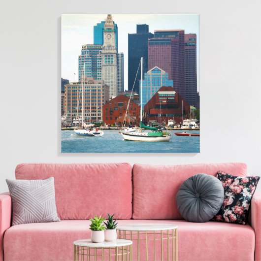 Verenigde Staten, Massachusetts. Boston Waterfront Canvas Afdruk (Insitu (Woonkamer))