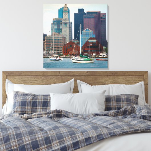 Verenigde Staten, Massachusetts. Boston Waterfront Canvas Afdruk (Insitu (Slaapkamer))