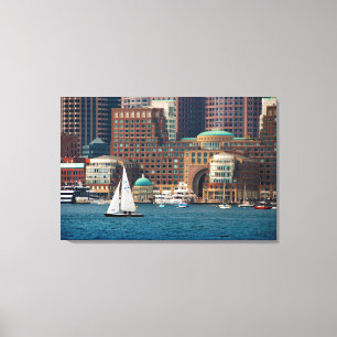Verenigde Staten, Massachusetts. Boston Waterfront Canvas Afdruk