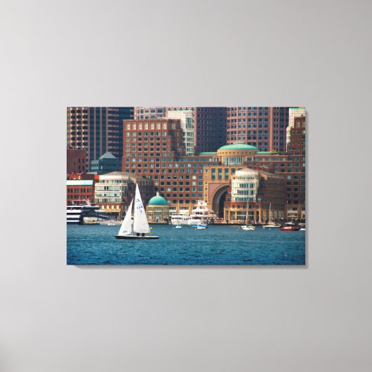 Verenigde Staten, Massachusetts. Boston Waterfront Canvas Afdruk (Voorkant)