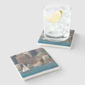 Verenigde Staten, Massachusetts. Boston Waterfront Stenen Onderzetter (Zijkant)